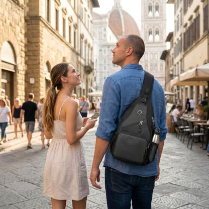 Javolto Crossbody Sling Bag,Small Backpack Men,Hands-Free Shoulder Daypack - color: Flower