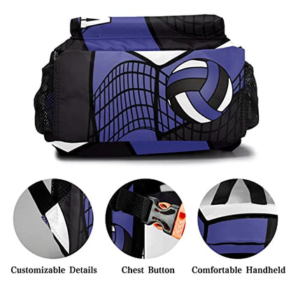 Personalized Volleyball Blue White Black Multifuction Backpack with Name Text for Women Men Gift - color: Backpack 12