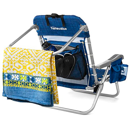 Homevative Cooler+ Folding Backpack Beach Chair with 5 Positions, Towel bar, XL Cooler Pouch, Storage Net, Cup and Phone Holder, Fireworks, 2 Pack - color: Fireworks