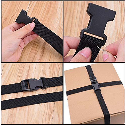 1 Inch 16 Yards Polypropylene Webbing Strap Band with 16 Set 1inch Side Release Plastic Buckles, Black