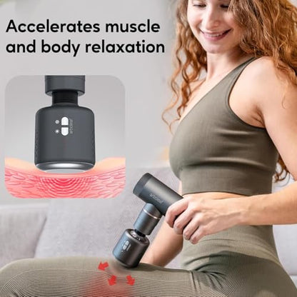 arboleaf Thermacool Massage Gun Deep Tissue with Heat and Cold Head, Full-Metal Electric Portable Hand Held Massager Gun for Back, Body Sore Muscles, Pain Relief - color: Slategray