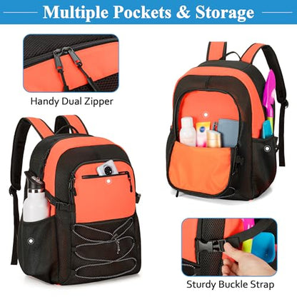 Fasrom Mesh Beach Bag Backpack with Wet Item Pocket, Swim Backpack for Pool, Travel and Gym (Patent Design, Empty Bag Only), Orange - color: Orange