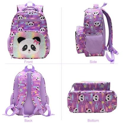 RHCPFOVR Kids Backpack for Girls - Girls Backpack 3-8 Ages Panda for Kids 15 Inch School Bookbag for Kindergarten Elementary School Bookbag for Girl 1st 2nd Grade - style: Panda