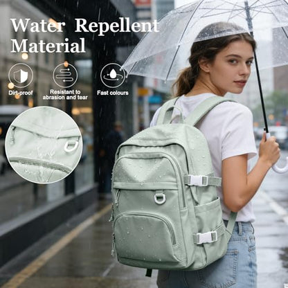 Lightweight College Backpack for Women Men Cute School Bag for Teens Girls Boys High School Backpack for Students Waterproof Casual Daypack Backpack（Green） - color: A3-green