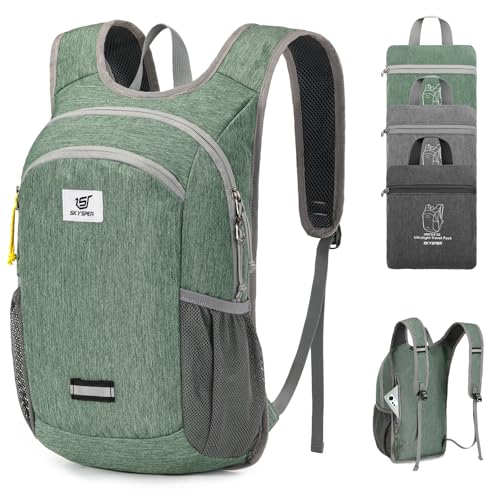 SKYSPER 10L Hiking Backpack, Foldable & Packable Lightweight Daypack for Travel, Collapsible Small Compact Hiking Backpack for Women & Men, Green - color: Green