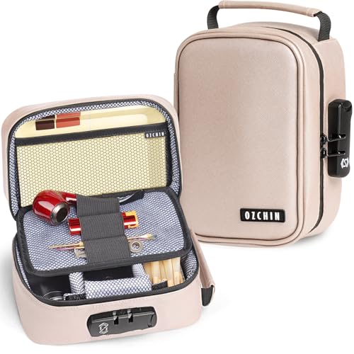 OZCHIN Smell Proof Bag with Combination Lock File Organizer Case Container Medicine Odorless Storage Lock Box Great Gift for Friend - color: Rose gold, size: M