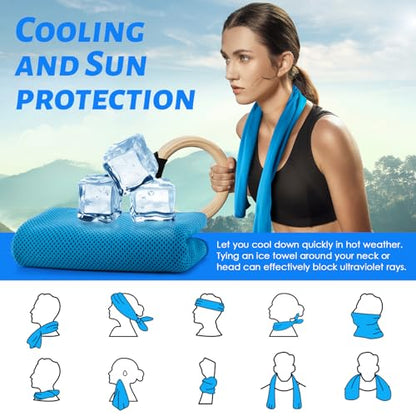 CIVPOWER 4 Pack Cooling Towels (40"x12"): Breathable Cooling Towel for Neck and Face - Microfiber Soft Chilly Towel for Yoga Gym Sport Running Workout Camping Climb