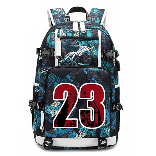 Txiujou Basketball Player 23 Student School Bag, Laptop Backpack, Ultra-Light Travel Bag, For Men And Women (Blue-Green2) - color: Blue-green2