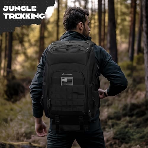 Maelstrom Tactical Backpack for Men, Water Resistant 40L Military Backpack, for Hiking, Camping, Gym with Molle System (Black) - color: A.black