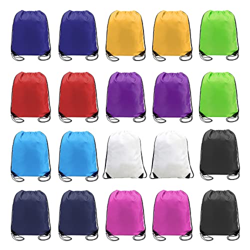 BeeGreen 20 pieces Wholesale Mixed Color Drawstring Backpack Bags Cinch Bags Bulk Heavy Duty String Backpack Machine Washable Lightweight Sackpack Sport Bags for Women Men - color: Reflective Mix Colors