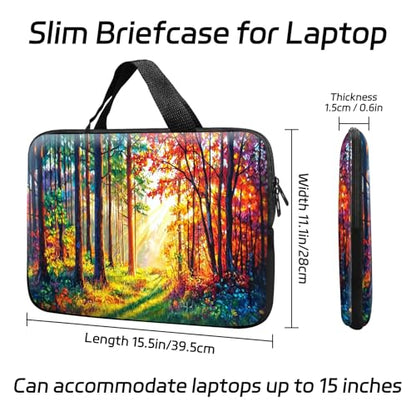 14 15 15.4 15.6 inch Laptop Handle Bag Computer Bag, Pouch Holder Notebook Sleeve Cover Soft Case Compatible for Dell,Lenovo,Toshiba HP, Asus Notebook-Autumn Forest - color: Autumn Forest