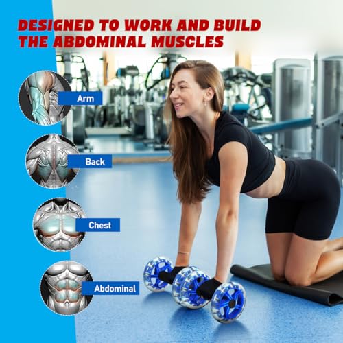 NOLITOY Dual-wheel Fitness Roller for Core Strengthening and Tummy Shaping Non-slip Handles Lightweight Abdominal Exercise Wheel for Men and Women Blue