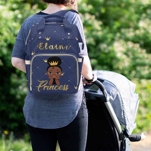Newcos Personalized African Baby, Crown Princess Diaper Bag Personalized Mummy Backpack Shoulder Bag with Name - color: Color 180