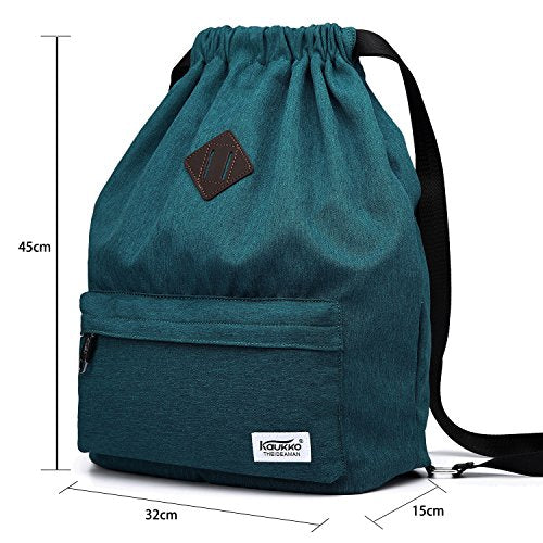 KAUKKO Drawstring Sports Backpack Gym Yoga Bag Shoulder Rucksack for Men and Women(1031-ARMY GREEN) - color: Blue