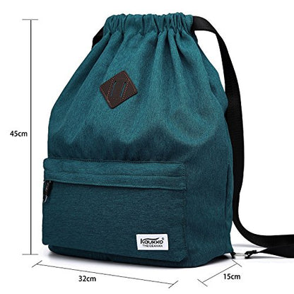 KAUKKO Drawstring Sports Backpack Gym Yoga Bag Shoulder Rucksack for Men and Women(1031-ARMY GREEN) - color: Blue
