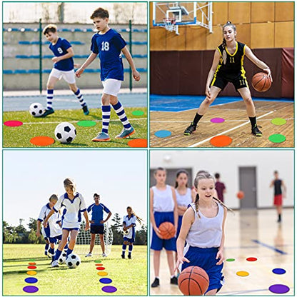 Poly Spots Spot Markers for Gym Floor 4.72inch 6inch 9inch 24/36 Pcs Non-Slip Rubber Floor Dots Round Agility Markers Flat Cones for Sports Soccer Basketball PE Training, Dance, Classroom - style: 36Pcs 6 inch