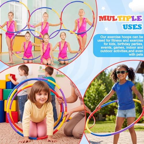 Vinsot Toy Hoop Detachable Plastic Hoops Exercise Equipment Toy Adjustable Rings for Sports Party Game Dance Pet Training - color: Rainbow Bright Mix