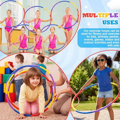 Vinsot Toy Hoop Detachable Plastic Hoops Exercise Equipment Toy Adjustable Rings for Sports Party Game Dance Pet Training - color: Rainbow Bright Mix