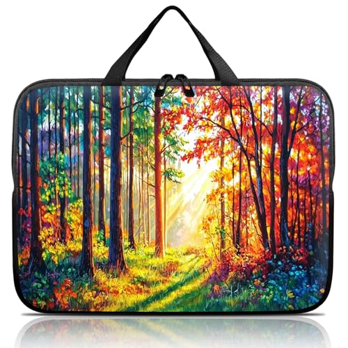 14 15 15.4 15.6 inch Laptop Handle Bag Computer Bag, Pouch Holder Notebook Sleeve Cover Soft Case Compatible for Dell,Lenovo,Toshiba HP, Asus Notebook-Autumn Forest - color: Autumn Forest
