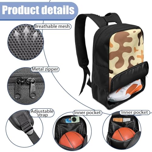 Basketball Backpack With Separate Ball Compartment And Shoes Fit Basketball Volleyball Football - color: Abstract