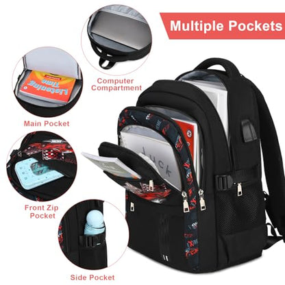 ACESAK Boys Backpack - 3PCS Cool Luminous Backpack for Boys School Backpacks for Kids Kindergarten Elementary Preschool Middle School Bags with Lunch Box Pencil Case Set (Racing Car) - color: Red Car