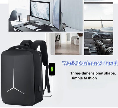Hard Shell Business Backpack Travel Laptop backpack USB port backpack Daily laptop backpack Waterproof travel backpack (Black) - color: Black