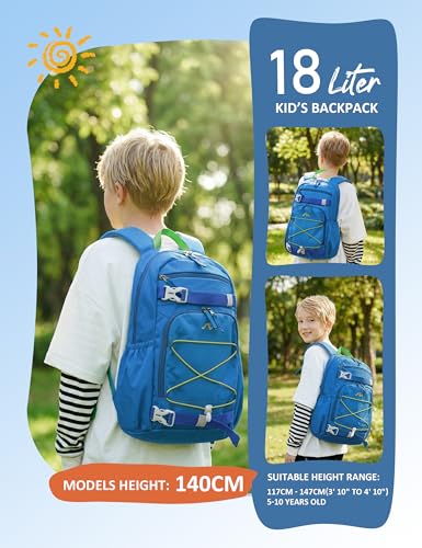 MOUNTAINTOP 18L Kids Backpack, Lightweight Children Daypack for Boys Girls, School Bag with Chest Strap, 29 * 16 * 45CM - color: Blue