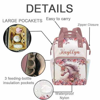 MyPupSocks Personalized Animal Elepahnt Butterfly Diaper Bag Backpack with Custom Name - Lovably Yours, Daughter Granddaughter Girls - color: Style 4