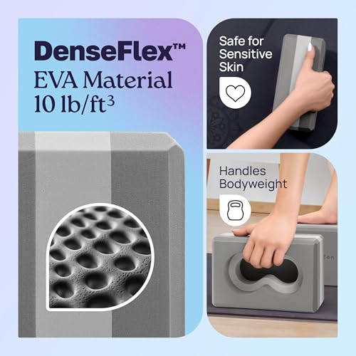 Deep-Zen® Yoga Blocks Wrist Support; Yoga Blocks 2 Pack with Knee Pads and Strap to Put Less Weight on Wrists; Durable, Versatile Yoga Brick Exercise Block Set, Blocks Yoga - color: Grey