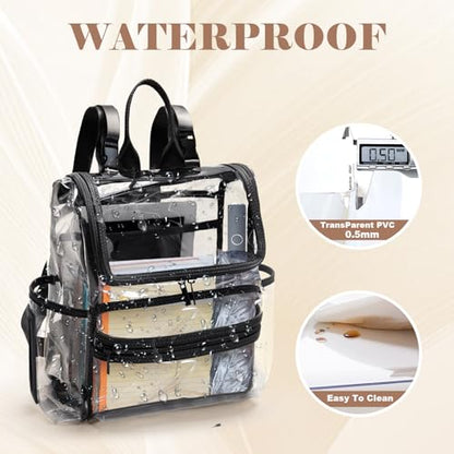 MOMINSIDE Diaper Bag Backpack Small Diaper Bag,Mini Diaper Bag, Clear Bag for Stadium Events Small Clear Bag 12x6x12 for Girls Boys Moms Dads Adult Concert Sports Bag - color: Black