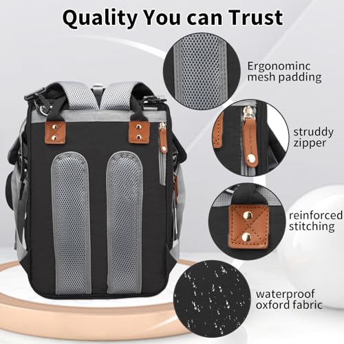 Baby Diaper Bags with Changing Station, Multifunctional Diaper Bag Backpack for Moms Dads with USB Charging Port, Waterproof Travel Diaper, Baby Shower Gifts for Baby Boy & Girls (Black) - color: Black