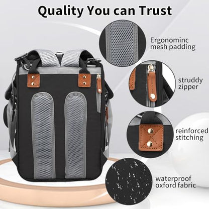 Baby Diaper Bags with Changing Station, Multifunctional Diaper Bag Backpack for Moms Dads with USB Charging Port, Waterproof Travel Diaper, Baby Shower Gifts for Baby Boy & Girls (Black) - color: Black