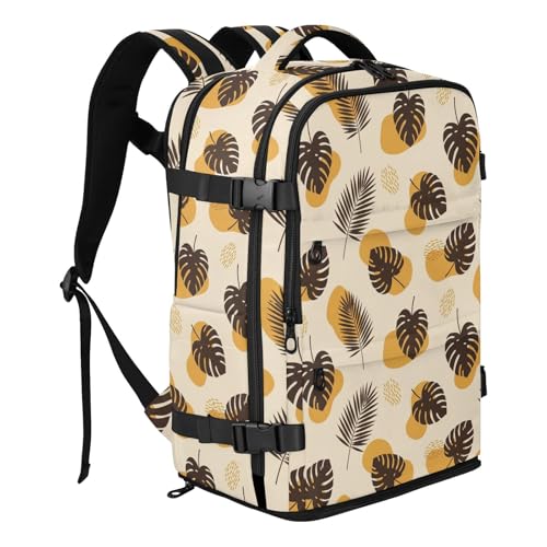 Travel Backpack with Shoe Compartment, 20L Large Capacity Laptop Backpack for Men Women, Tropical Leaves Daypack for Traveling Hiking Carry On
