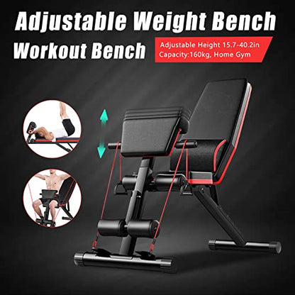 Adjustable Weight Bench For Full Body Workout Fitness Chair, Foldable Incline and Decline Weight Bench, Multifunction Gym Home Exercise Workout Fitness Chair 40-102cm Height Adjustable