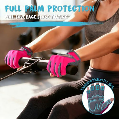 Breathable Workout Gloves for Women, Thick Padded Weight Lifting Gloves, Full Palm Protection & Extra Grip for Women Gym, Rowing, Fitness Training and Hanging - size: Medium