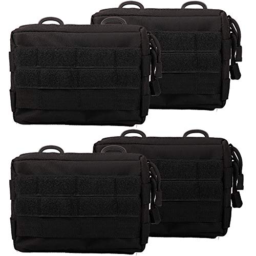 MOLLE Pouches - 2 Pack Tactical Compact Water-Resistant Utility Gadget Gear EDC Pouch - color: Pack of 4 Black