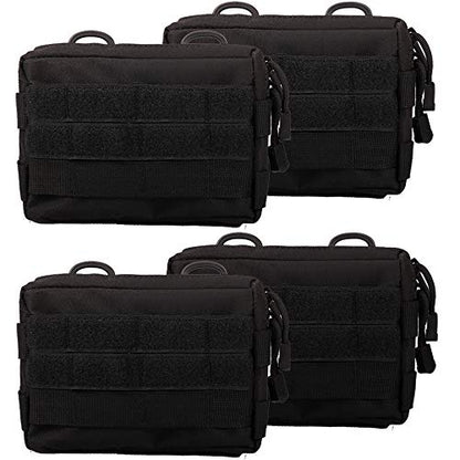 MOLLE Pouches - 2 Pack Tactical Compact Water-Resistant Utility Gadget Gear EDC Pouch - color: Pack of 4 Black