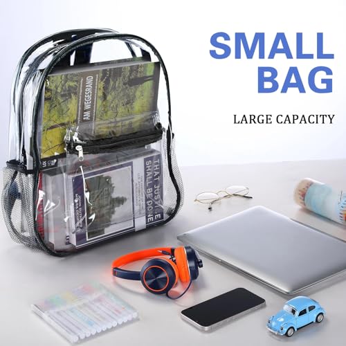 WILLBOND 12Pack Clear Backpack Heavy Duty Transparent Bookbag See Through Waterproof Plastic Backpack Bulk(Black) - color: Black