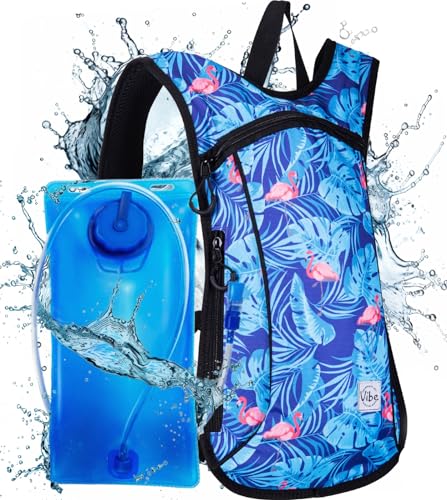 Vibe Festival Gear Rave Hydration Pack Backpack with 2L Water Bladder for Women Men – Festival Hydropack, Hydro Pack, Leak Proof, Lightweight – Teens, Party, Hiking, Running, Outdoor Sports - color: Flamingo