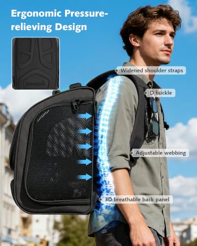 Pecute Cat Backpack Carrier,Cat Bubble,12.6" L x 10.2" W x 16.5" H,Black - color: Black (Expandable), size: 12.6"L x 10.2"W x 16.5"H