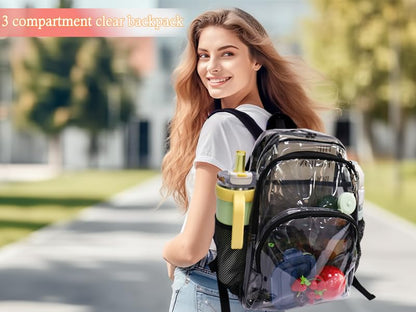 Clear Backpack, Clear Bag Stadium Large See Through Bookbag Heavy Duty PVC Transparent Backpacks for School - color: Light Purple-1pack
