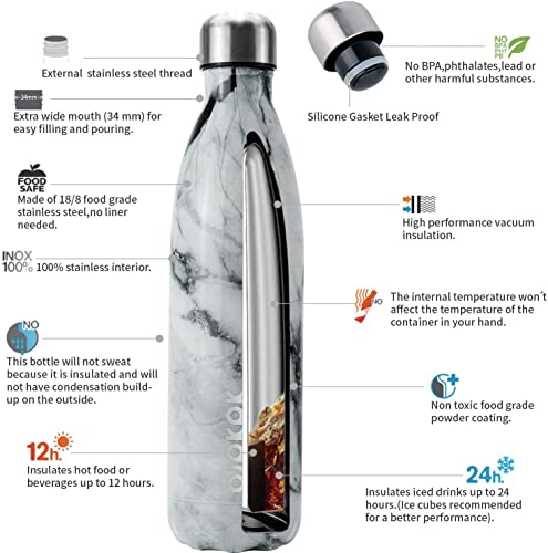 BJPKPK 25 oz Small Insulated Water Bottle, Stainless Steel, Leak Proof - color: Frozen, size: 25 Ounces