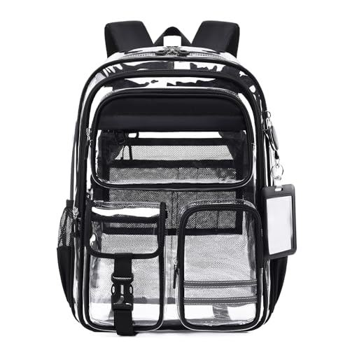 Clear Backpack for School,Transparent Backpack Stadium Events,Heavy Duty Clear Bookbag for Girls,Boys,Work,Sport Black - color: Classic Black