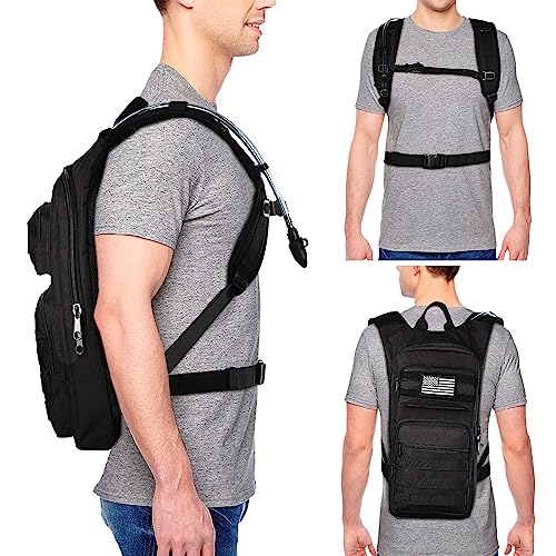 NOOLA Hydration Backpack with 3L TPU Water Bladder, Tactical Molle Water Backpack for Men Women, Hydration Pack for Hiking, Biking, Running and Climbing - color: black