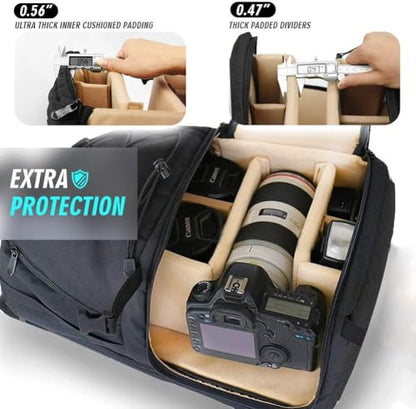 Camera Backpack Waterproof Large DSLR Camera Bag with 17" Laptop Compartments,Rain Cover,Tripod Holder Outdoor Travel Camera Backpack Case for Nikon Canon Sony Pentax DSLR/SLR Cameras and Accessories - size: 17L
