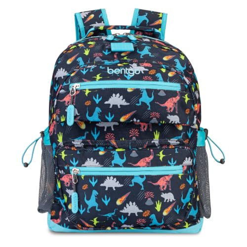 Bentgo Kids Backpack - Lightweight 14” Backpack in Fun Prints for School, Travel, & Daycare, Ideal for Ages 4+, Roomy Interior, Durable & Water-Resistant Fabric, & Loop for Lunch Bag (Dinosaur) - color: Dinosaur