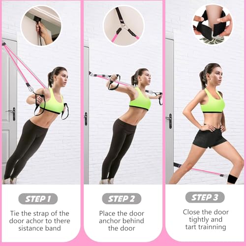 Bbtops Pilates Bar Kit with Resistance Bands,Pilates Bar with Stackable Bands Workout Equipment for Legs,Hip,Waist and Arm,Exercise Fitness Equipment for Women & Men Home Gym Yoga Pilates - color: Baby Pink