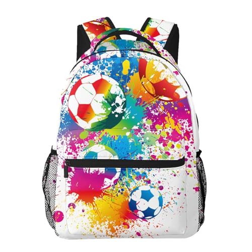 Colorful Soccer Fun Ball Backpack For School Laptop Bags Bookbag Big Casual Daypack For Student Girls Boys Kids Teens Travel Sports Work - color: Colorful Soccer Fun Ball