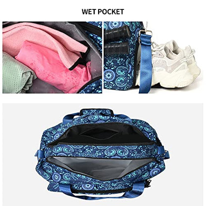 Boulder Bee Pickleball Tote Bag for Women with Paddle Holder - color: Blue-Duffel Bag