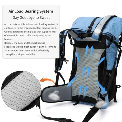 Hiking Backpack,40L to 50L Extra Large Capacity Hiking Bag,Internal Frame Camping Backpack,Upgraded X-PAC Lightweight Sport Daypack Travel Backpack Fit For Mountain Climbing Camping(Blue) - color: Blue